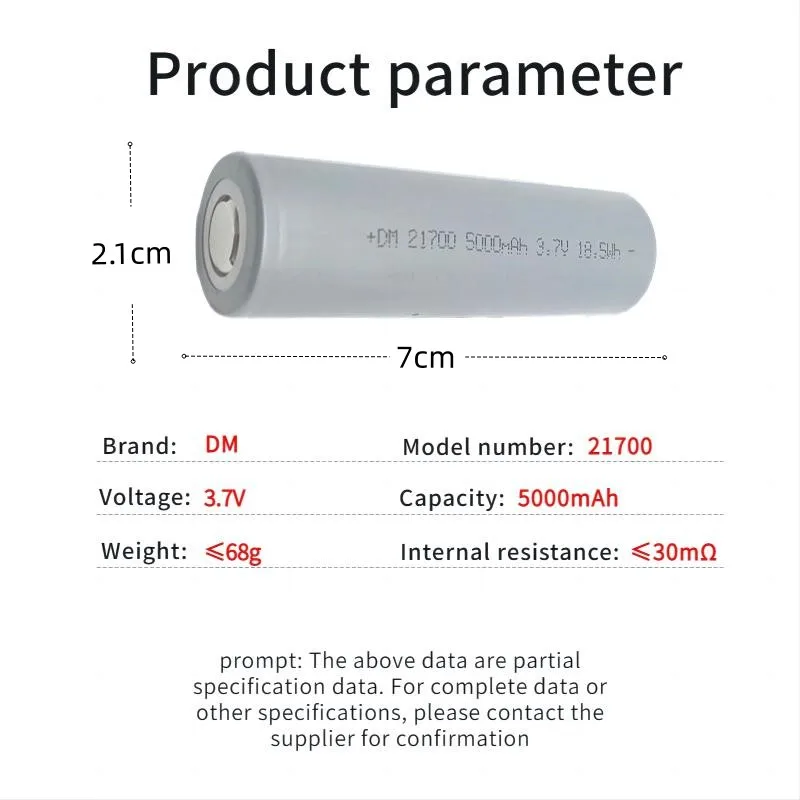 21700 5000mAh 3.7V new Class A original factory packaging lithium ion cell for electric bicycle two-wheelers