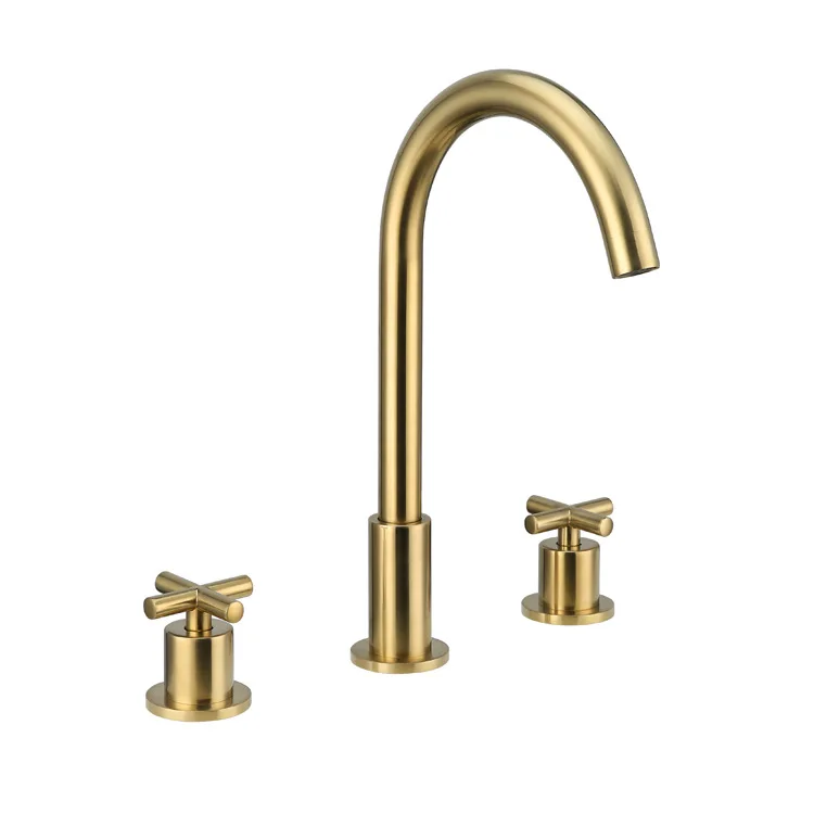 Quality Gold Nickel 3 Holes Bathroom Faucet Mixer Elegant Gold Nickel 3 Holes Basin Faucet for Home Bathroom