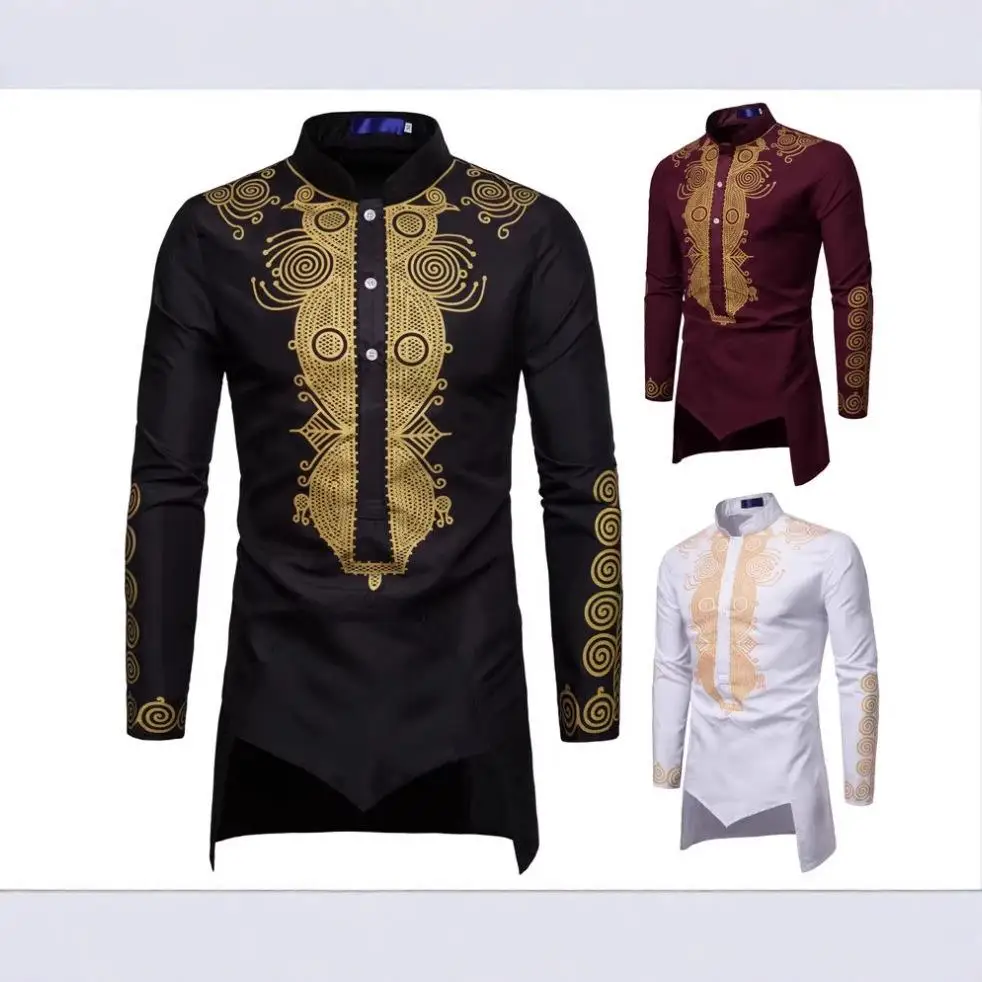

Young Men's Pullover Long Shirt Single Piece Casual Style Printed Pattern Non-iron Treatment Long Sleeve Summer Casual Shirt
