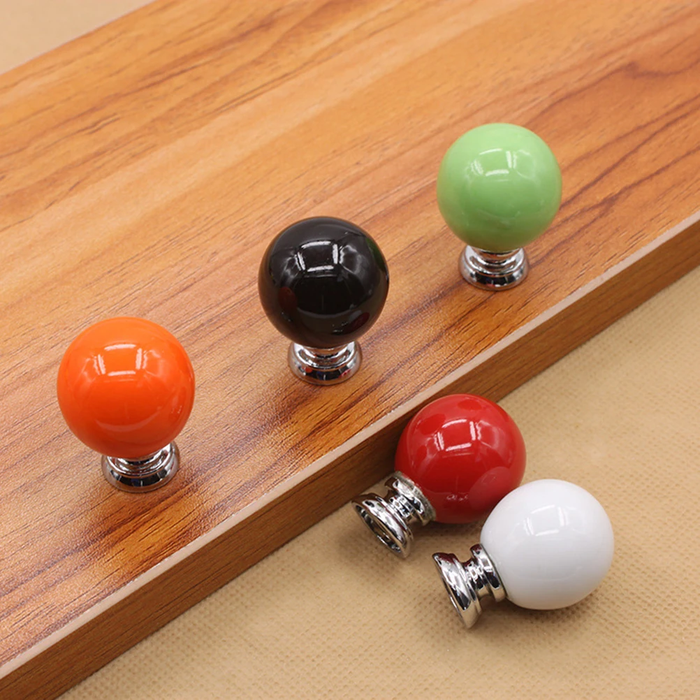 

2Pcs Single Hole Ceramic Drawer Pulls Round Door Knobs Black European Style Cabinet Handles 25mm Screw Easy Installation