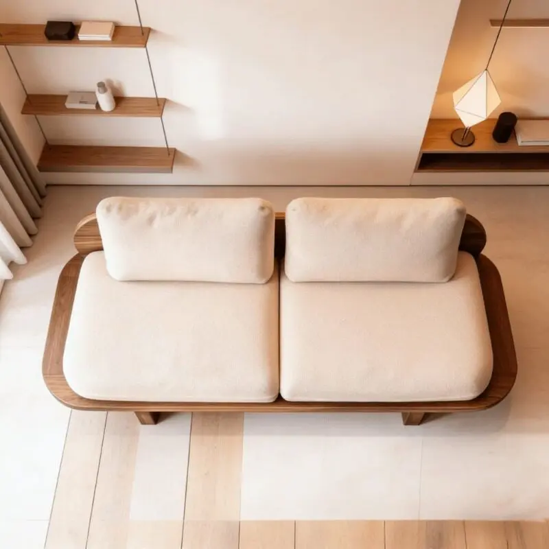 New Chinese ash wood solid wood double chair sofa aesthetics bed and breakfast hotel high-end model room furniture