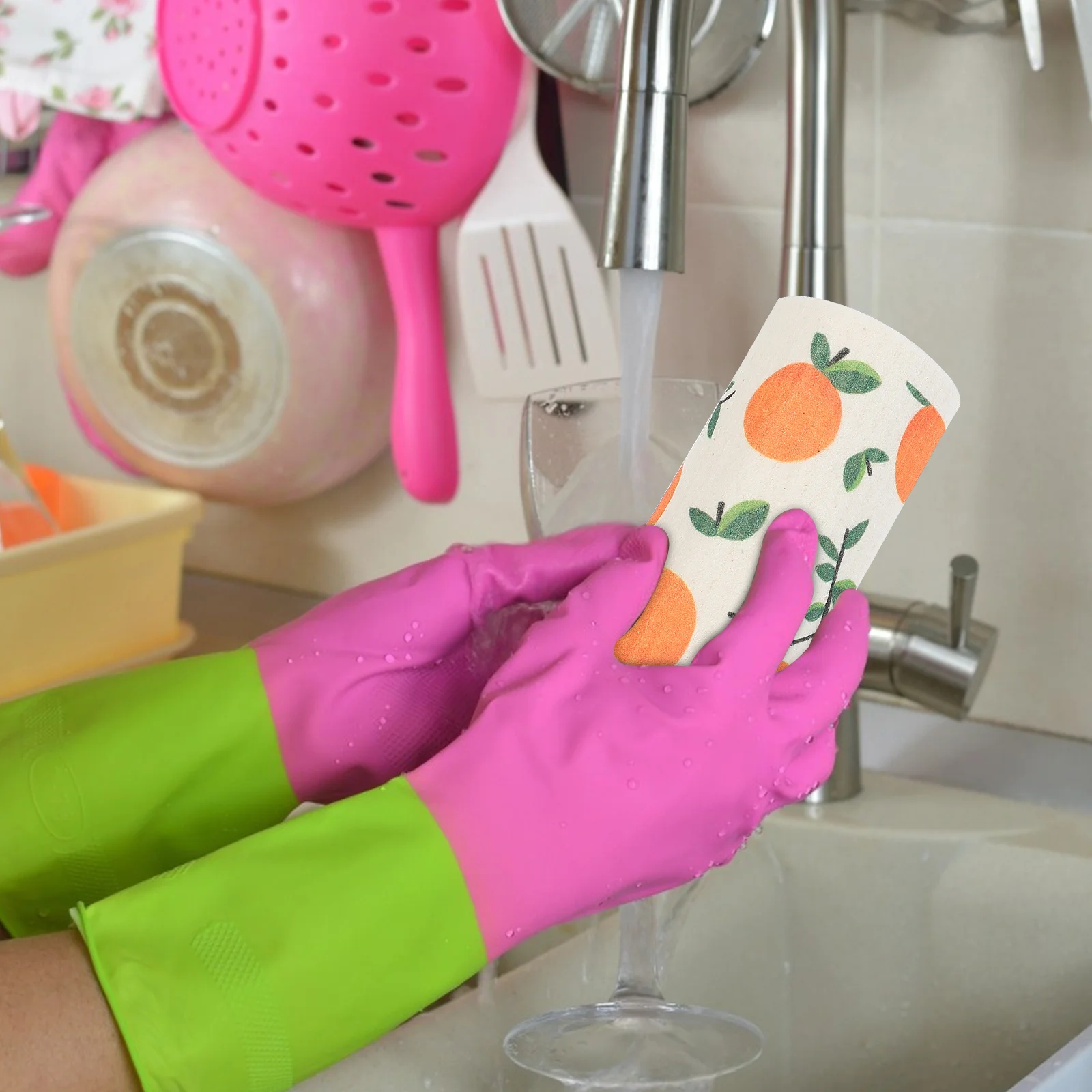 

5Pcs High-Quality Dish Cloths Fruit Pattern Kitchen Towels Efficient Decontamination Water Absorption Durable Practical