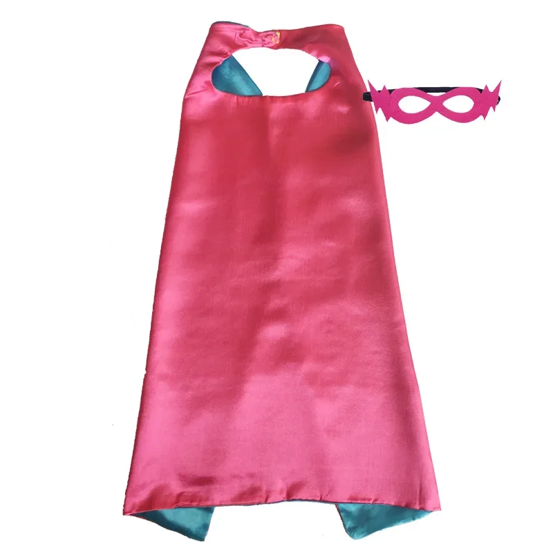 Capes de héros de sourire uni pour enfants avec masque, double face, cape pour enfant, faveur de fête d'anniversaire, capes en satin