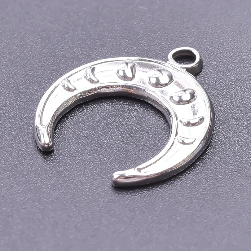 Fashion Moon Charm Pendant Metal 304 Stainless Steel Charms For Jewelry Making Supplies Wicca Components DIY Earrings Bracelets