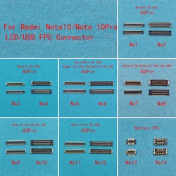 10pcs 40 50 60 Pin LCD Display Screen FPC Connector For Xiaomi Redmi 10/10A/10C Note 10 4G/Note10 Pro 5G Usb Charging Charger