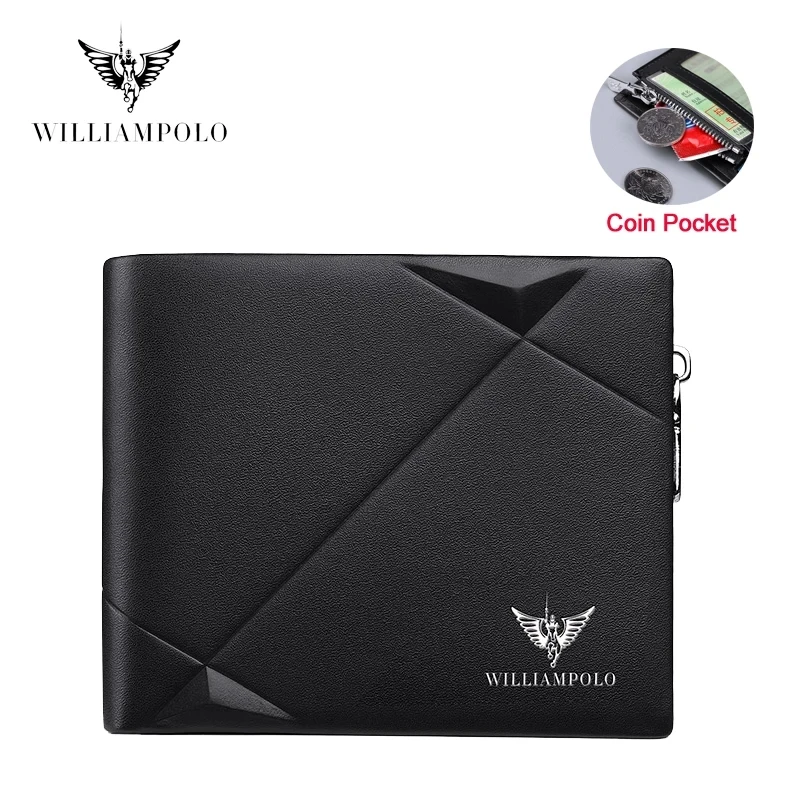 

Men's Slim Wallet Genuine Leather Mini Purse Casual Design Bifold Wallet Brand Short Slim Wallet WILLIAMPOLO Luxury brand