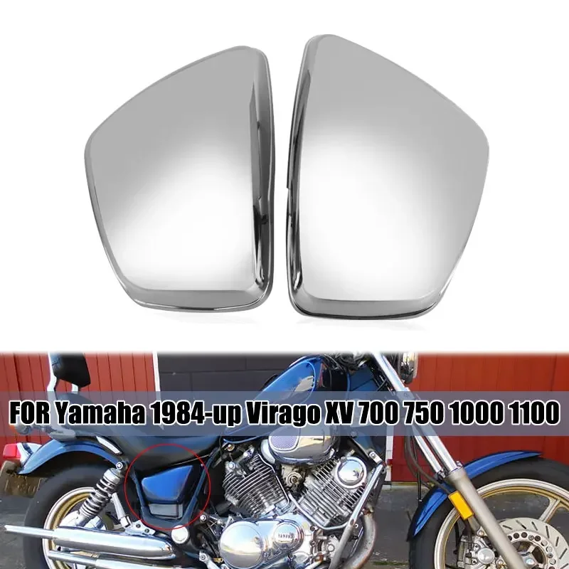 Motorcycle Chrome Battery Fairing Cover Right Left Side Protector For Yamaha XV700 750 1000 1100 Virago 1984-Up Moto Parts