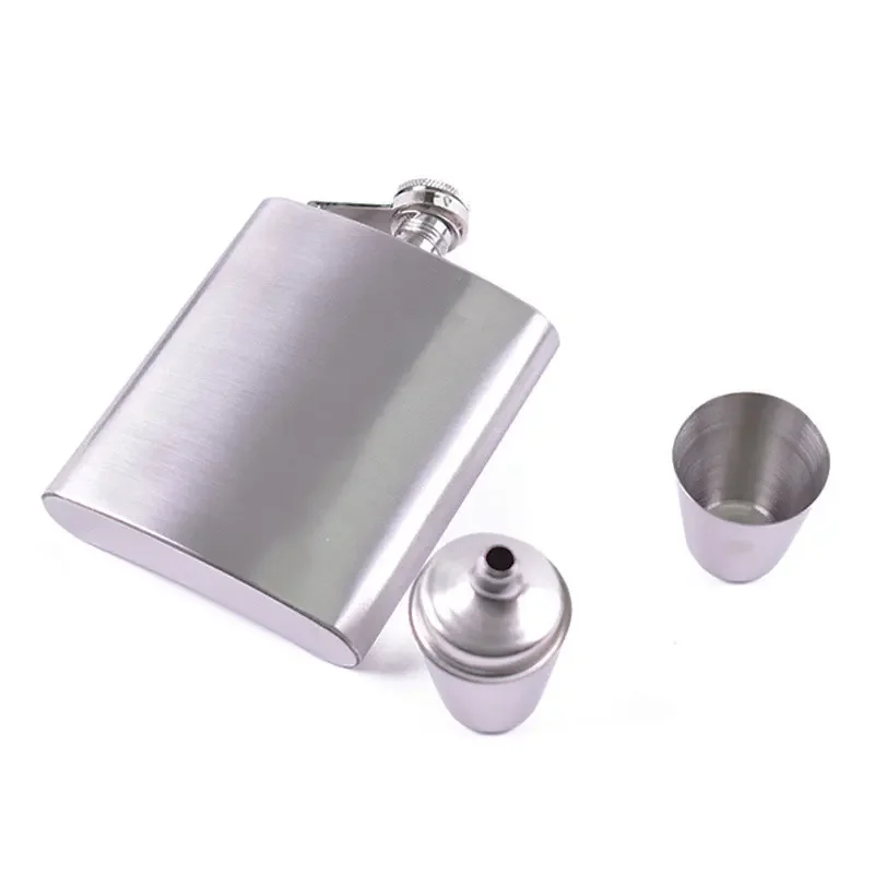 Hip Flask Gift Set Wood Portable Metal Stainless Steel Rum Vodka Wine Alcohol Bottle Flagon Pot Hip 8Oz Flasks Custom