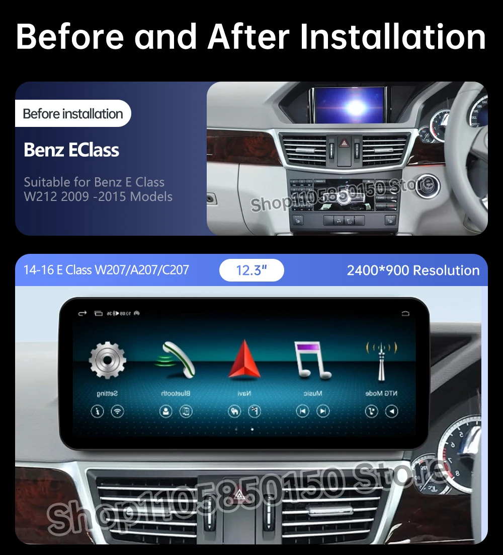 For Mercedes Benz E Class W212 2009-2016 RHD Android 16 Car Radio with QLED Screen 4G Connectivity CarPlay GPS Navigation Stereo
