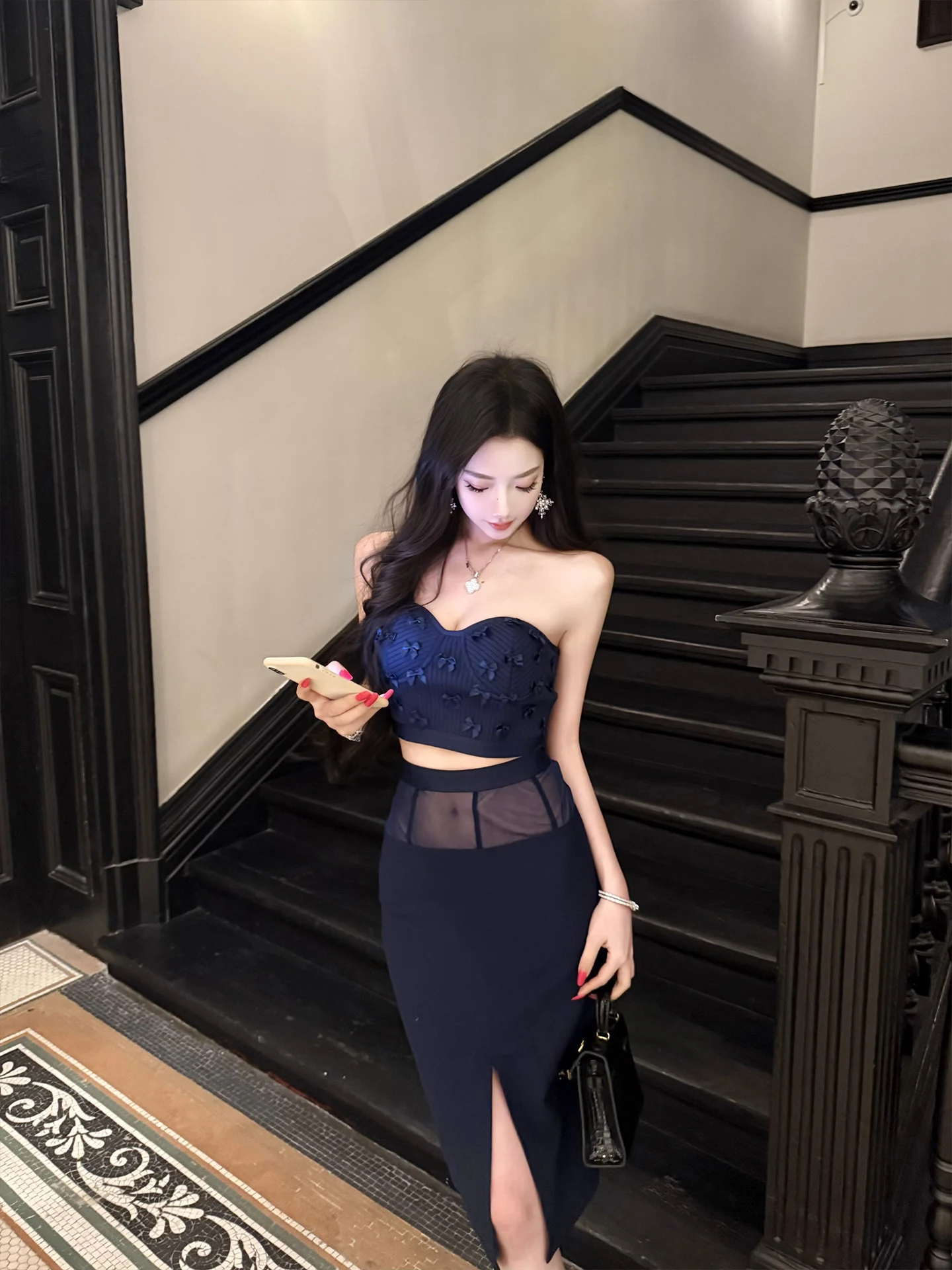 

Комплект J Studio: юбка-русалка с высокой талией и эффектом обертывания, для женщин, модный, весенний сезон