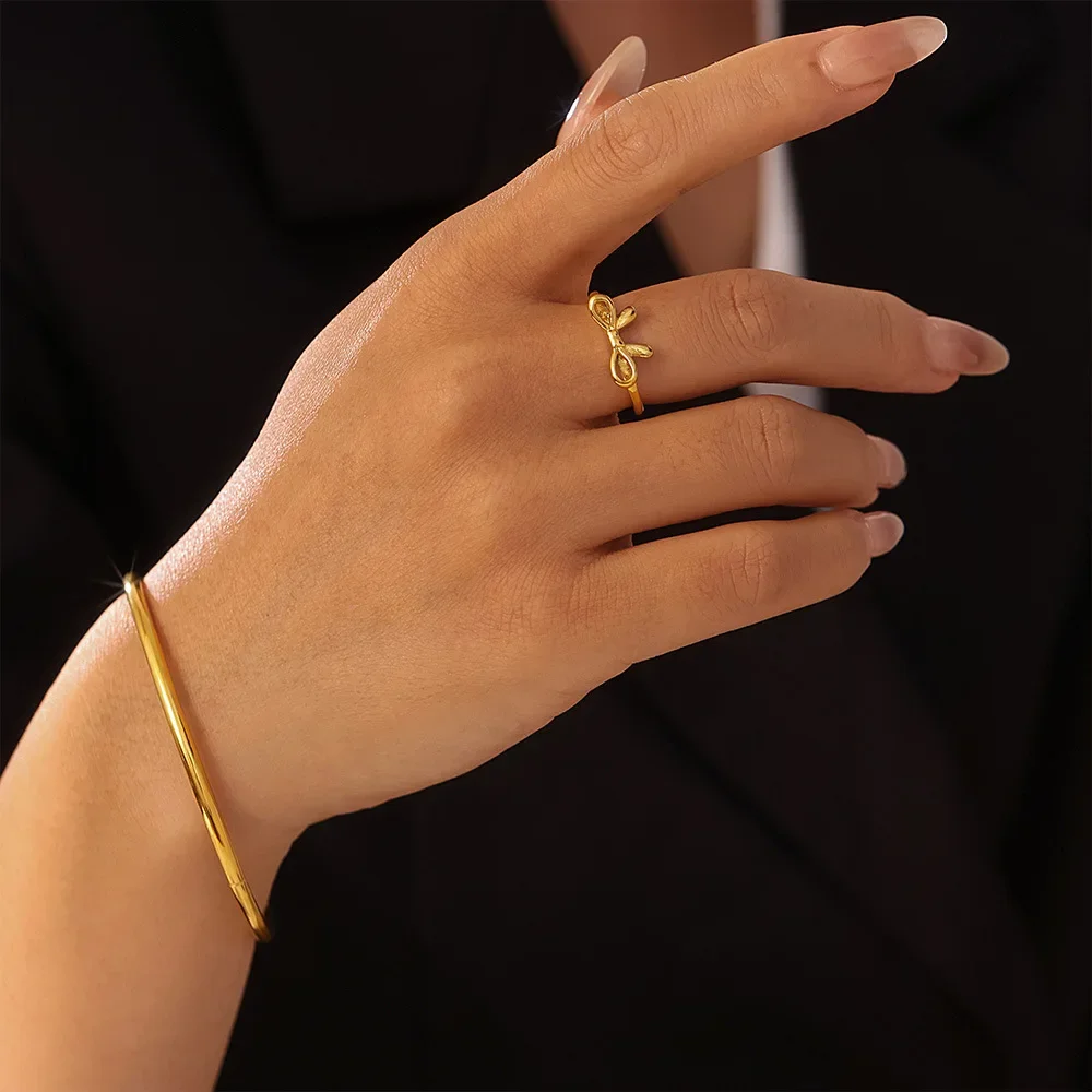 Stainless Steel Bowknot Rings Bandana-shaped Cashew Flower Rings For Engagement Waterproof Jewelry for Drop Shipping