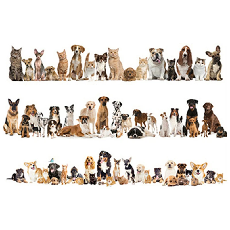 

Pet Dog Cat Baseboard Mural Stickers Lifelike 3D Doggy Kitty Vinyl Wall Decals Home Decorations Room Bedside Poster Wallpaper