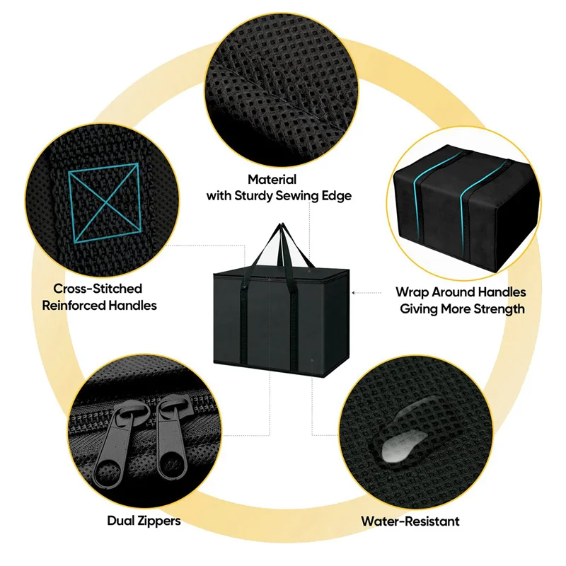 

ABRT-4 Pack Insulated Reusable Grocery Bags, Collapsible Cooler Bag For Groceries, Heavy Duty Insulated Bag
