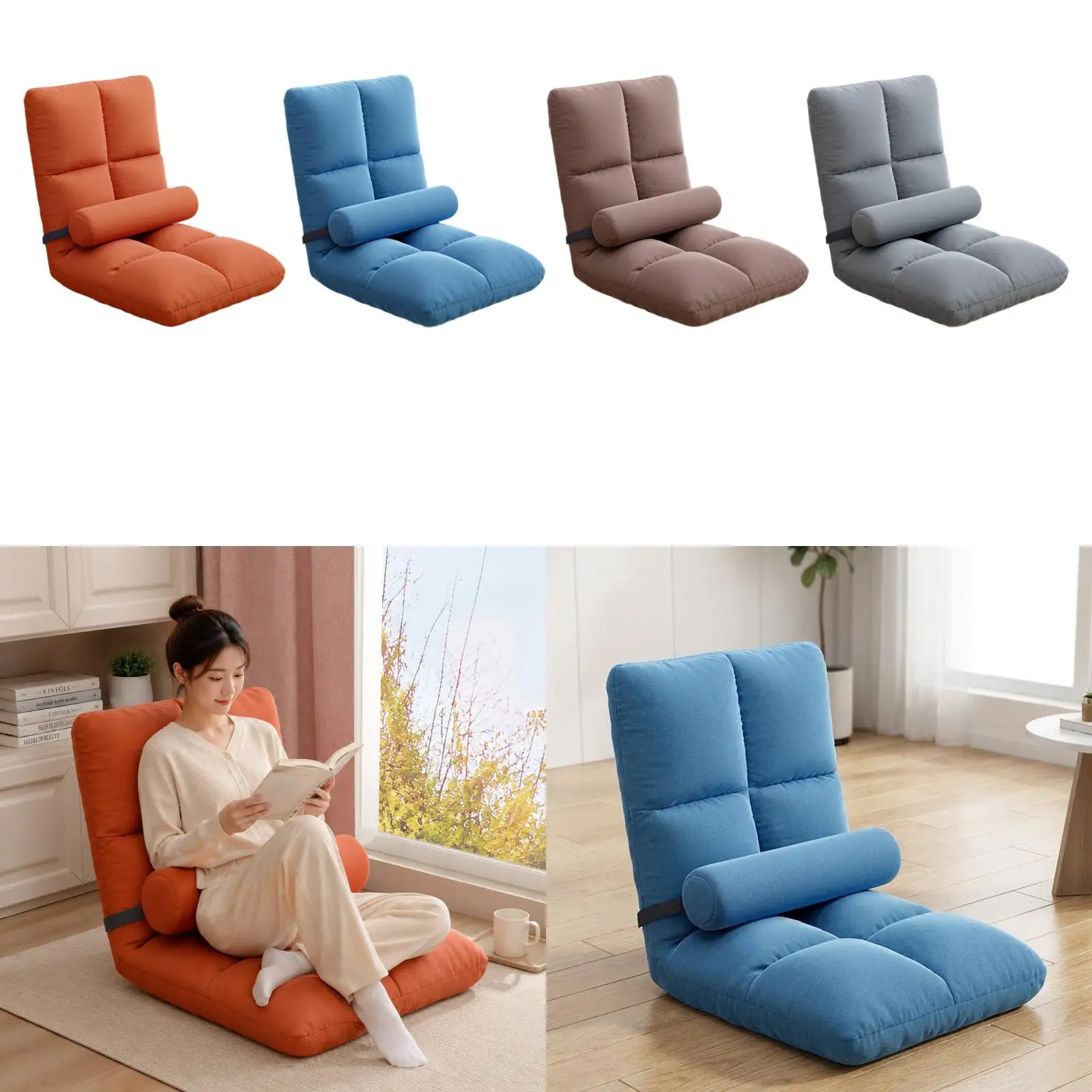 Floor Chair with Back Support, Lazy Sofa Chair, Living Room Gaming Bedroom with 5 Position, Folding Floor Gaming Chairs