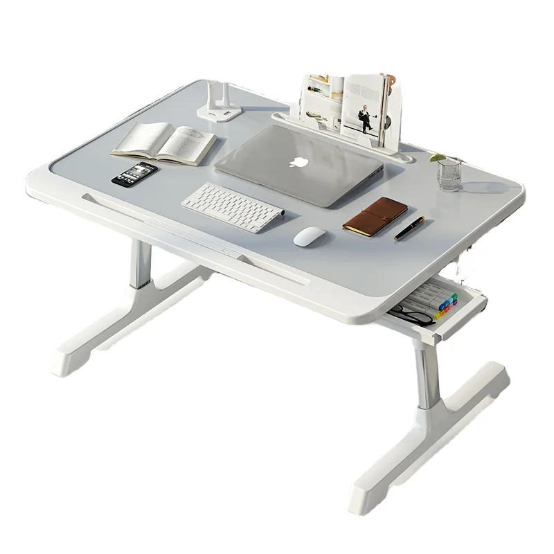 

Adjustable Manual Desk Foldable Metal Computer Laptop Computer Desk with Drawer Shelf and USB Port Portable Storage