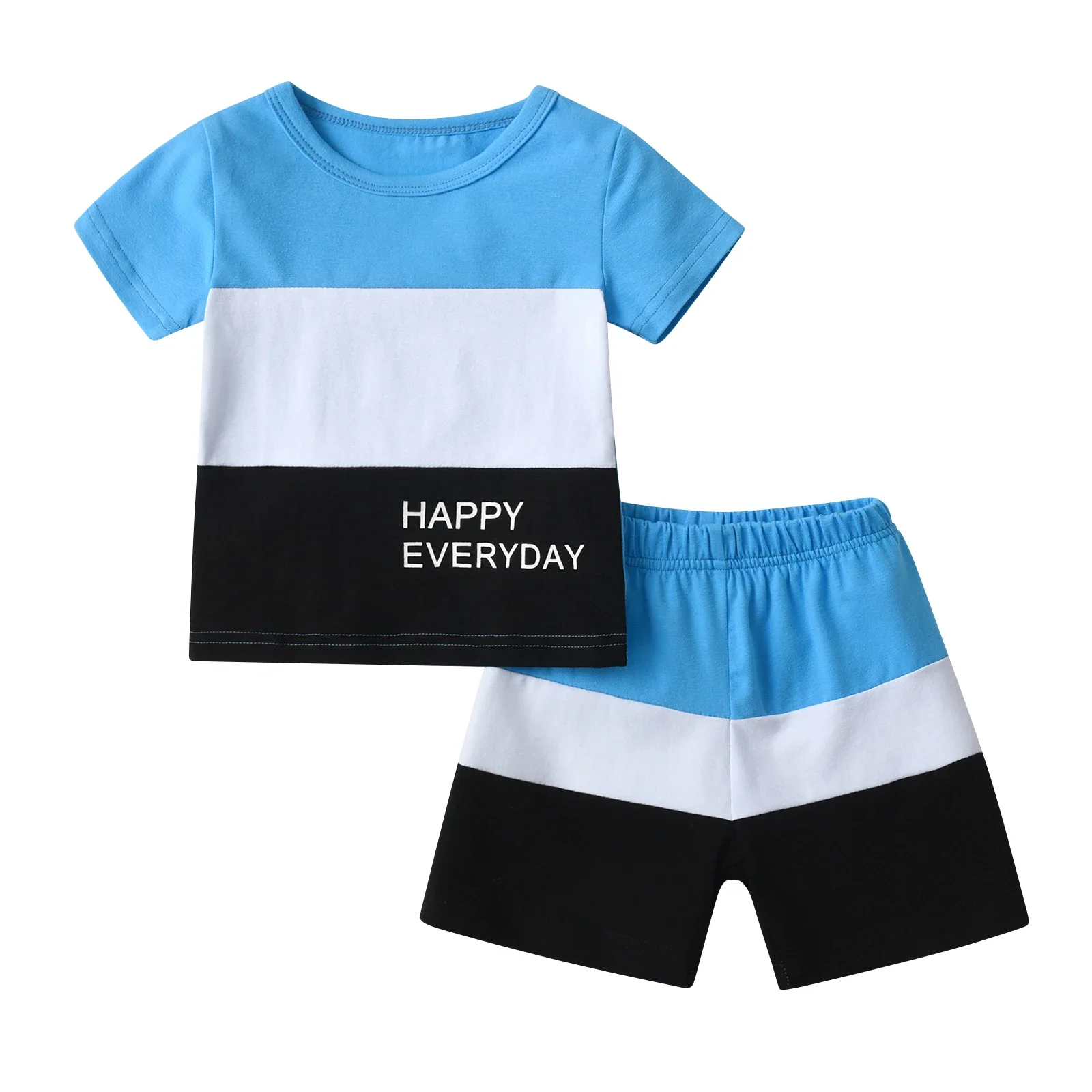 

Kids Baby Boy Casual Clothes Set Summer Short Sleeve Patchwork T-shirt Top + Short Pants Toddler Boys 2pcs Outfits