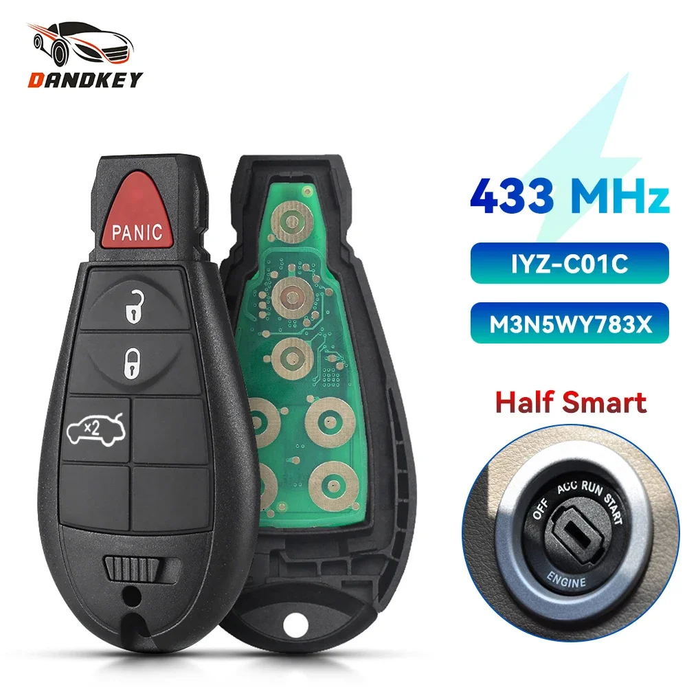 KEYYOU Pilot zdalnego sterowania do Jeep Grand Cherokee 2008 2009 2010 2011 2012 2013 M3N5WY783X IYZ-C01C 433Mhz Inteligentny kluczyk bez wkładki