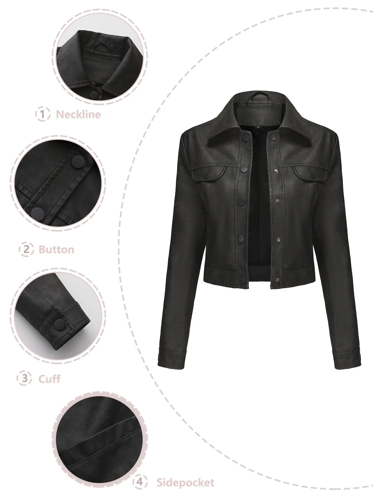 Purchasing 2024 Spring and Autumn Thin Leather Jackets, Women\'s Casual Jackets, Fashionable and Popular Motorcycle Jackets