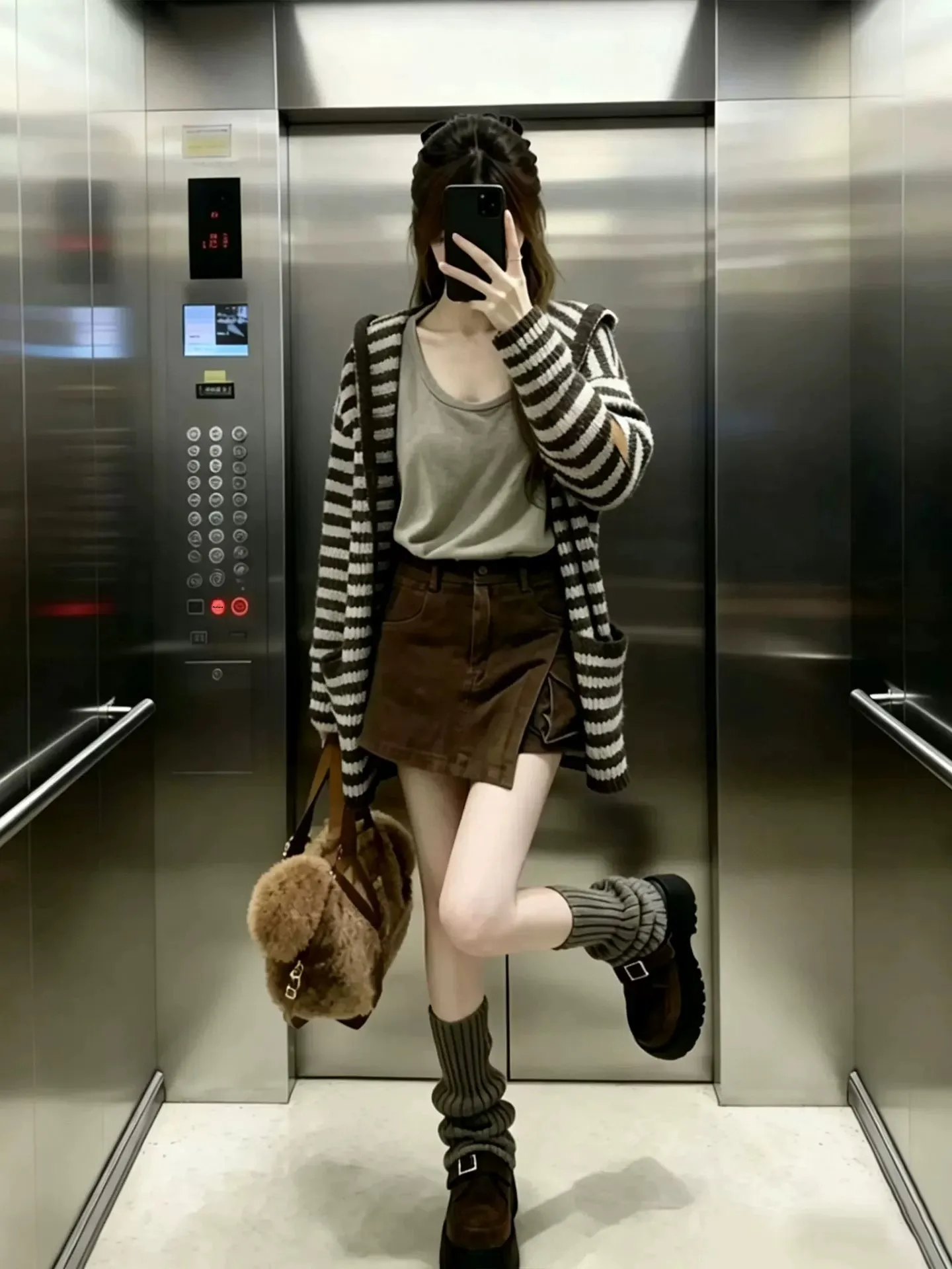 Retro Coffee Color Wide Leg Denim Short Skirt Pants Women's Early Autumn New Loose Slimming American High Waist A-Line Hot Pants