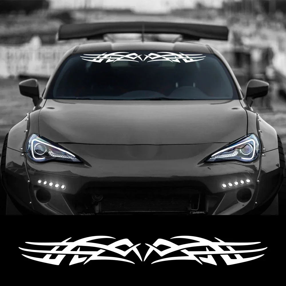 Tribal Flame Style Car Sticker Front Rear Windscreen Banner Vinyl Auto Decor Accessories For BMW Audi Tesla Seat Subaru Skoda