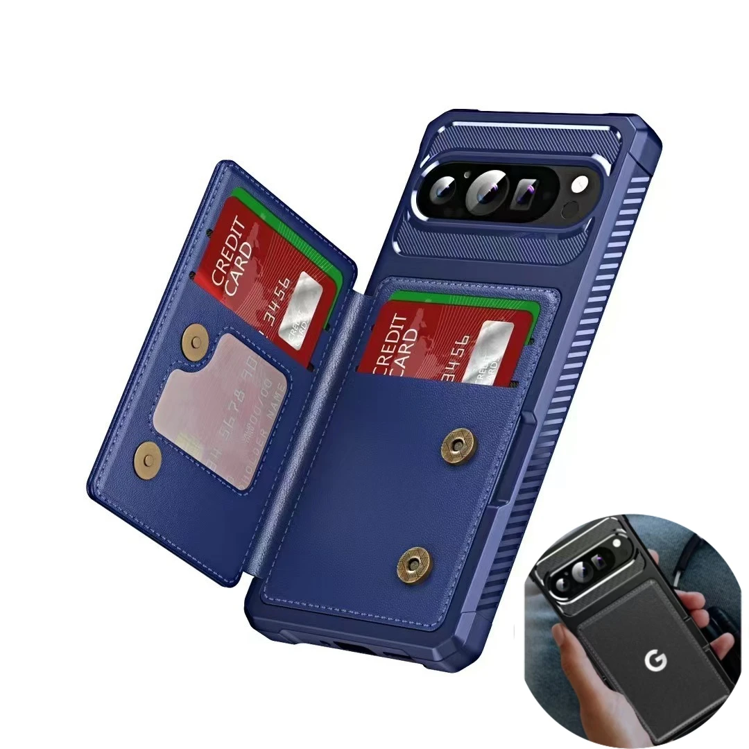 High-end lederen flip-vouw portemonnee telefoonhoesje voor Google Pixel 10 9 Pro XL 10A 9A 8A 7A 8 7 met kaarthouder slot anti-drop cover - afbeelding 1