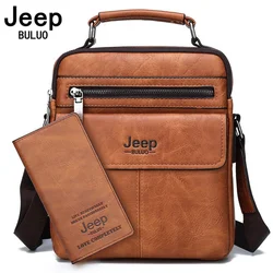 JEEP BULUO-Bolsos de hombro cruzados para hombre, bolso de mano de cuero dividido, bolso de mensajero de negocios de alta calidad, gran oferta