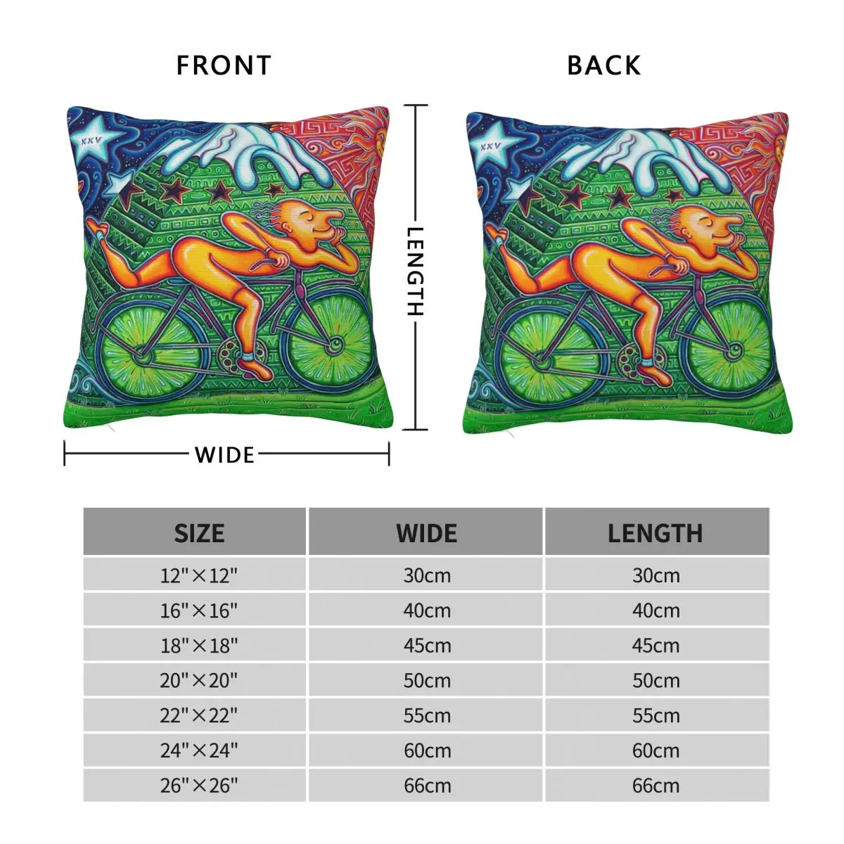 Albert Hoffman 1943 Blotter Bicycle Square Pillowcase Cushion Cover Pillow Case Throw Pillow Cover for Home Sofa Living Room