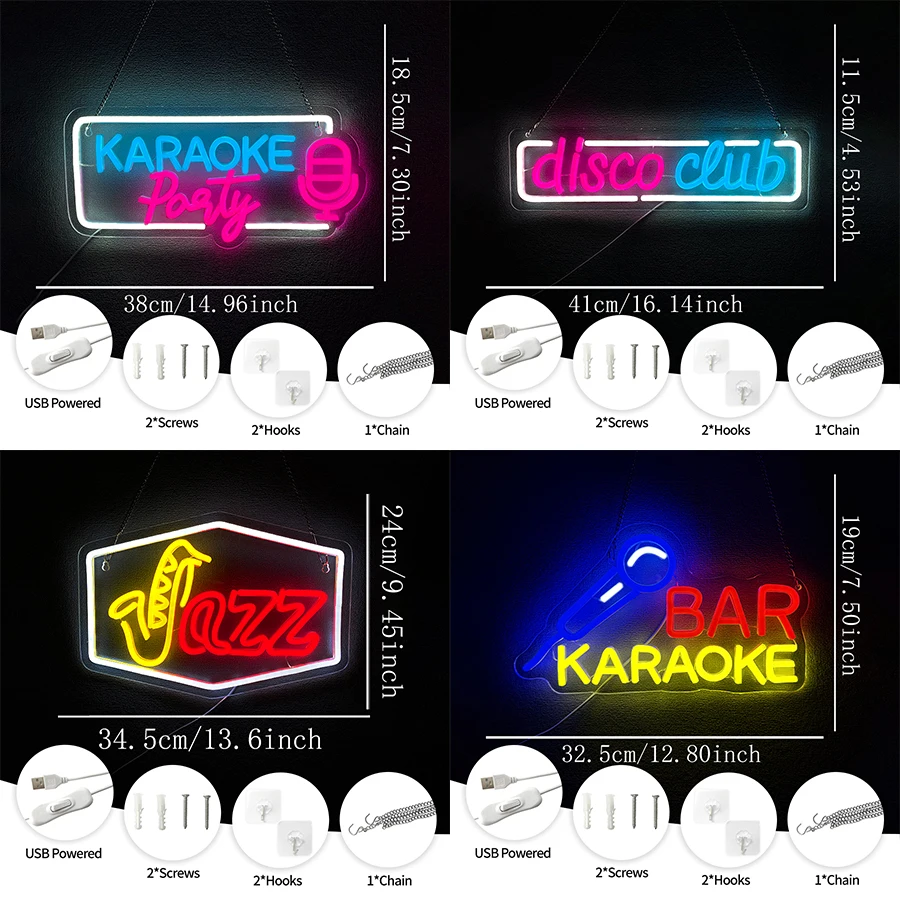 Bar Karaoke Led Neon Sign, Used For Wall Decor, Game Room, Man Cave Bar Party, Music Studio, Studio Wall Lamp, Birthday Present.