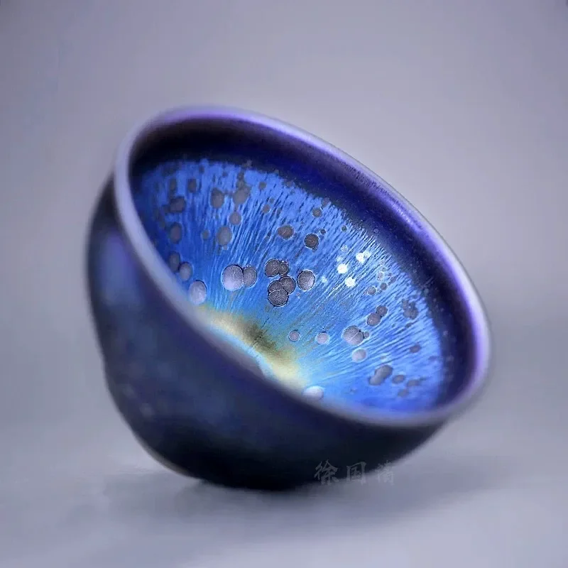 Xu Guoqing Yaobian Jianyang Jianzhan Master Vessel, Fully Handmade Tianmu Oil Drop Ceramic Kung Fu Kit