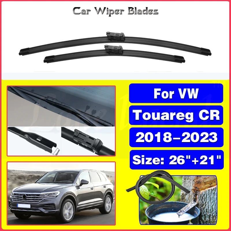 

For Volkswagen VW Touareg CR 2018 - 2023 Front Wiper Blades Brushes Cutter Window Windscreen Windshield Cleaning Car Accessories