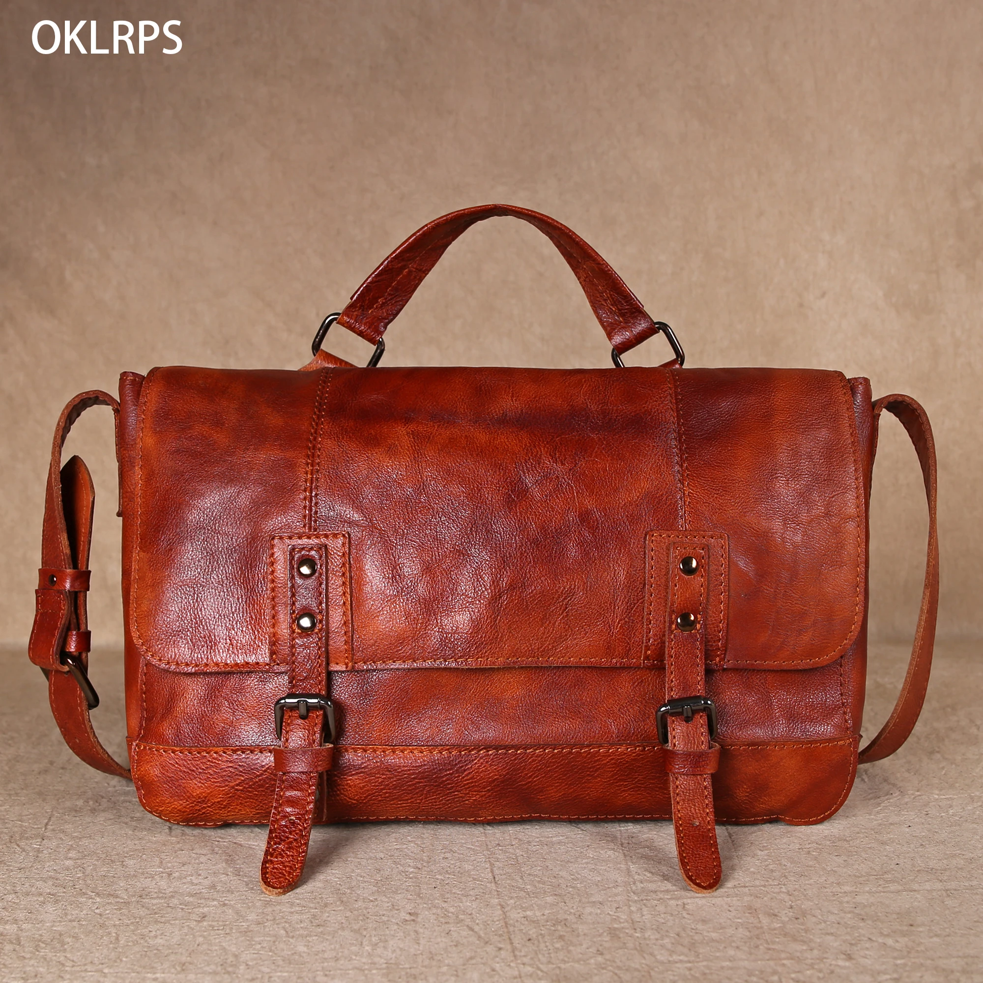 

Europe And The United States High-End Hand-Painted Handbag Briefcase Crossbody Bag Head Layer Cowhide Shoulder Bag ComputerBag