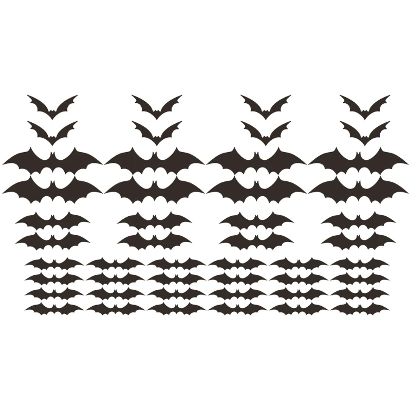 48Pcs Bats Stickers Wall Decals Bats Wall Decoration Halloween Bat Decoration Stickers for Wall Window Decorations H8WD