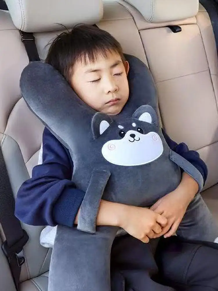 Car Neck Pillow with Seat Belt Safety Sleep Kids Aid Prevent Leaning Head Back Seat Sleeping Comfort During Long Distance Travel