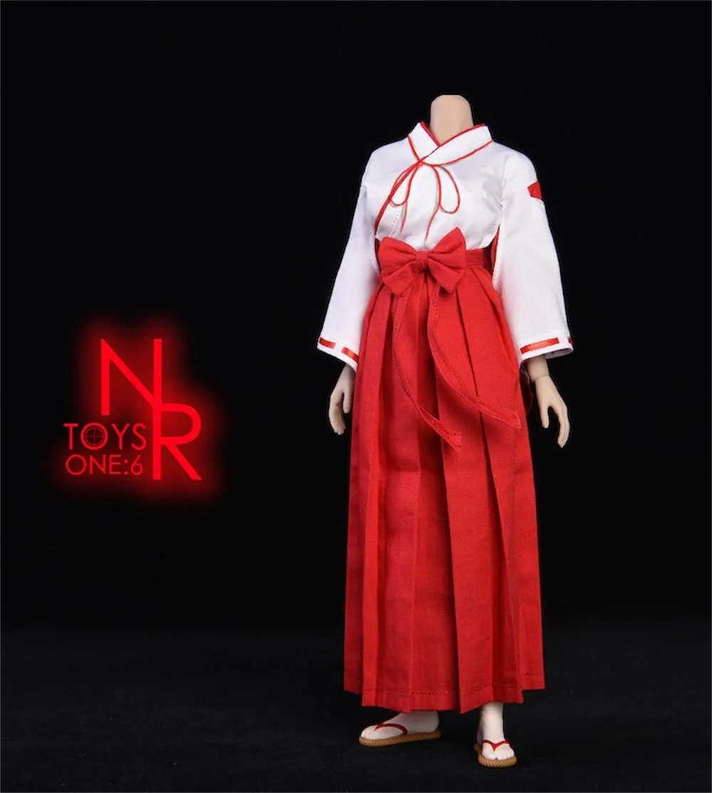 1/6 NRTOYS NR20 Weibliche Soldat Kikyo-lattich-perücke Hexe Kimono Miko Anzug Mit Clogs Kleidung Modell für 12 Zoll Action Figur Körper spielzeug