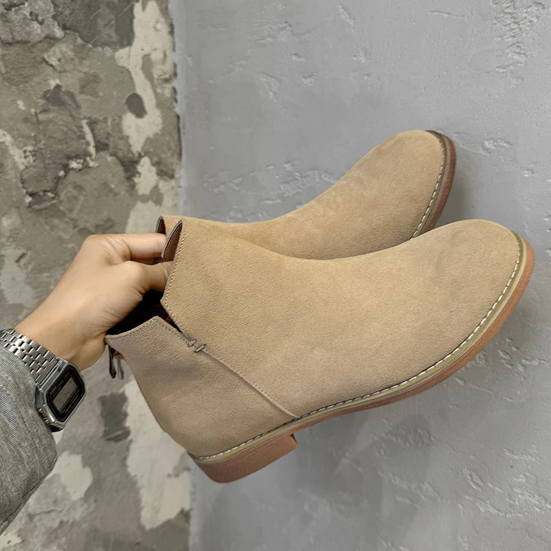 

Business Men Chelsea Boots Beige British Retro Comfortable One-foot Fashionable Brand Boots Banquet Boots Size 38-46 Men Boots