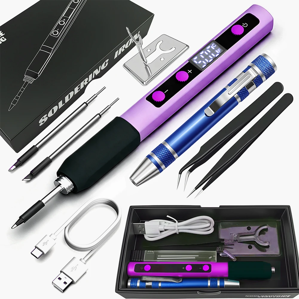 Multi Purpose USB Soldering Iron, Portable Digital Soldering Iron Pen, Temperature Control Range of 200-500 ℃ and ℃/℉ Switching