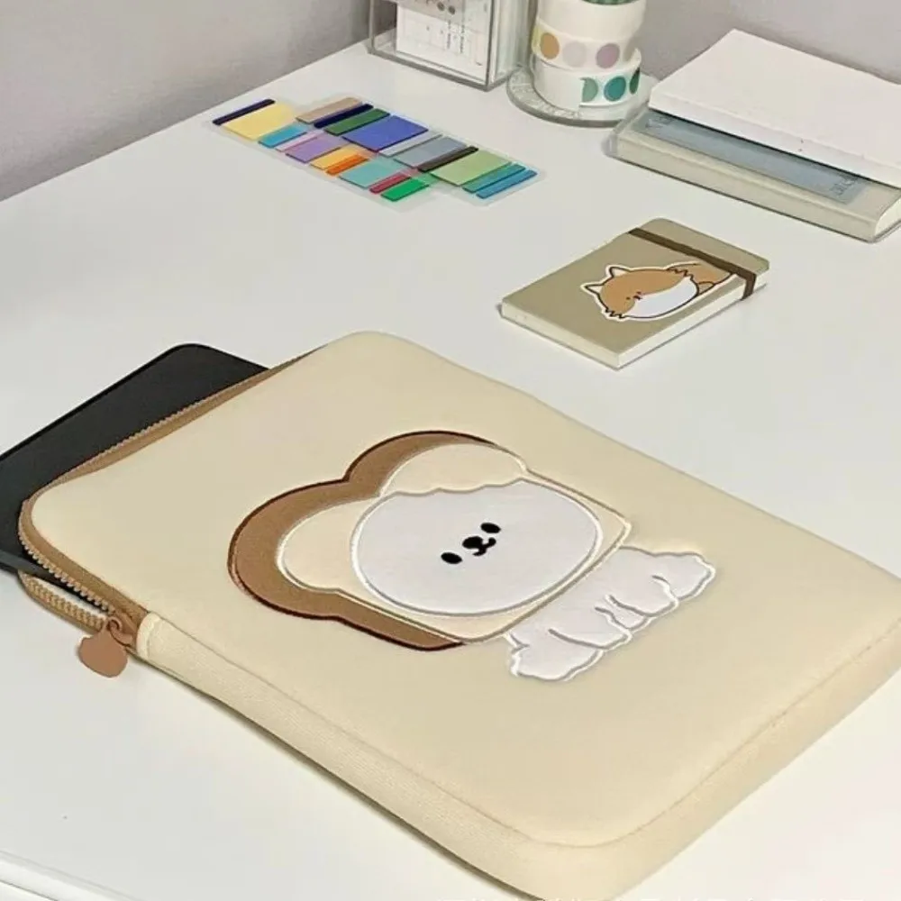 Bolsas con cubierta para tableta, bolsa para ordenador portátil con dibujos de perros y pan, a prueba de golpes, funda para tableta Kawaii, bolsa fina y dulce para ordenador para chica, paquete de archivos