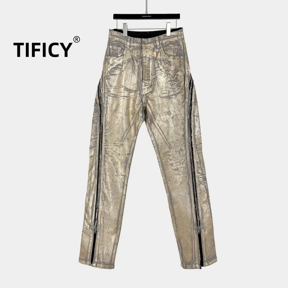 High Street RO Style Denim Pants Men's Hot Stamping Jeans Dark Style Street New Style Hot Stamping Bull Streetwear Jeans Pant