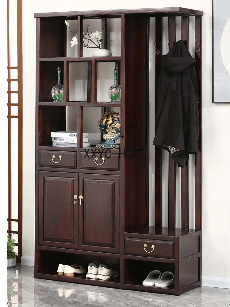 

New Chinese Style Hall Cabinet Household Solid Wood Entrance Cabinet Entry Shoe Cabinet Locker Chinese Style Hallway