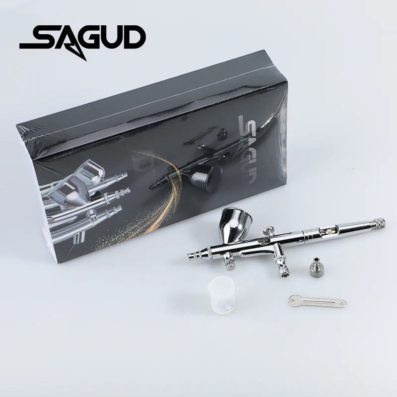 Imagem -05 - Sagud-kit Airbrush Dual Action Gravity Pistola de Pintura Maquiagem Face Tattoo Art Ferramenta Faça Você Mesmo com Air Brush Set