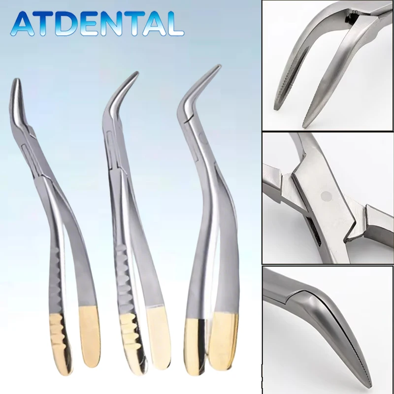 Dental Root Tweezers Curved Maxillary Dental Residual Root Extracting Forceps for Teeth Removal Dental Tools