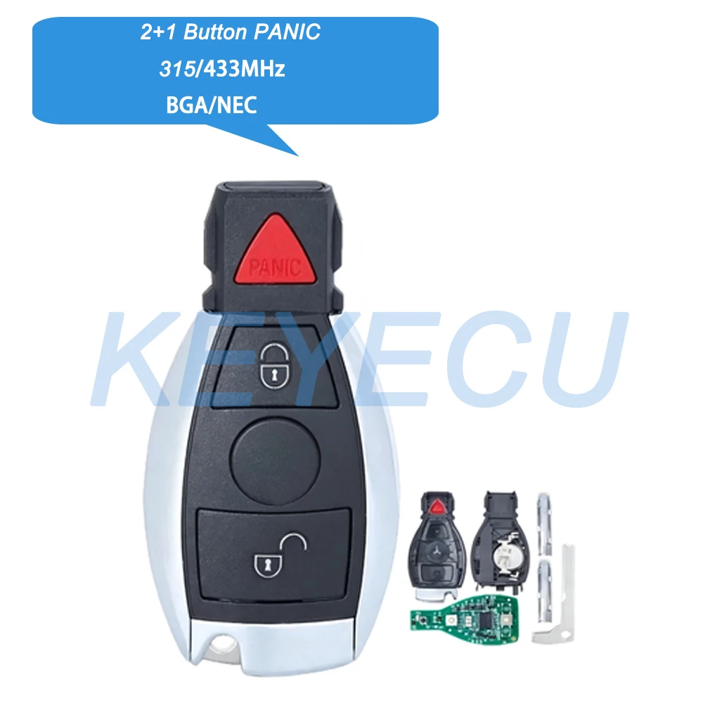 

Smart Remote Car Key 2+1 Buttons 315MHz/433MHz for Mercedes-Benz W169 W164 W204 W210 W211 W212 W639 W202 Support BGA/NEC