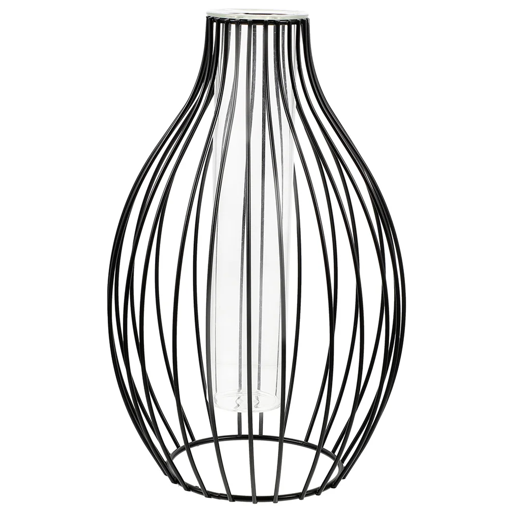 

Hydroponic Glass Vase Iron Frame Nordic Style Geometric Metal Stand for Home Plant Propagation Decorative Flower Holder