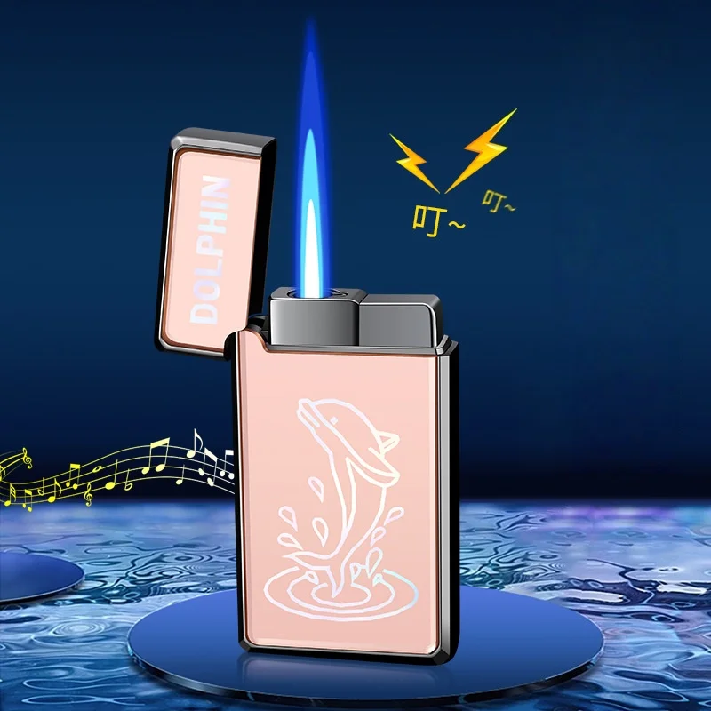 

Metal Langsheng Straight Lighter Windproof Blue Flame High Beauty Cigarette Lighter Portable Men's Cigarette Accessories