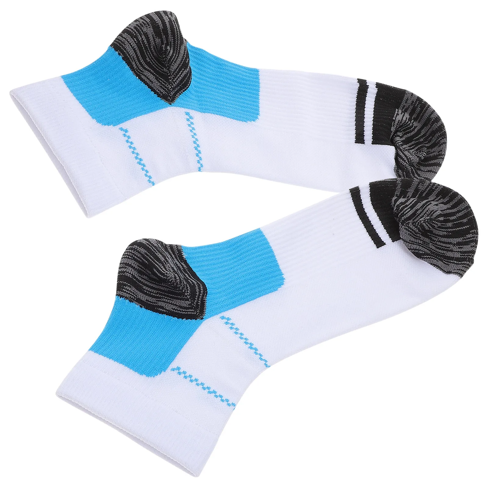 

Pair Compression Socks Blue White Nylon Cushioning Plantar Fasciitis Heel Pain Relief Arch Support Active Wear