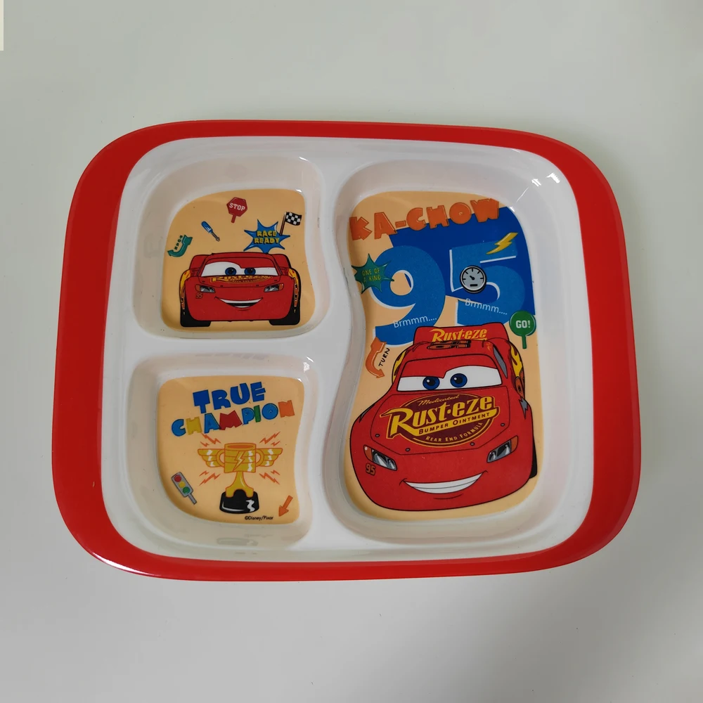 

1pc Disney cartoon Lightning McQueen Dumbo Three-compartment lunch plate Family dinner birthday gift Fruit sorting plate