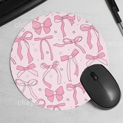 Rosa rosett musmatta rund halkfri gummidator skrivbordsmatta tillbehör kontorsmusmatta lekmatta skrivbordsunderlägg 8 best sales rund musmatta - №6