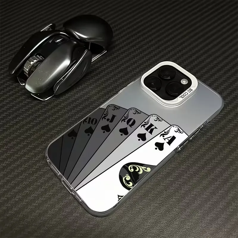 Poker Card Pattern Shockproof Phone Case For iPhone 17 16 15 14 13 12 11 Pro Xs Max Plus Air Mini XR X 17e 16e Hard Case Cover