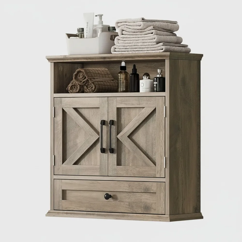 

Настенный шкаф для фермерского дома с выдвижным ящиком и регулируемой полкой, хранилище над унитазом для ванной комнаты, кухни, прачечной, прихожей