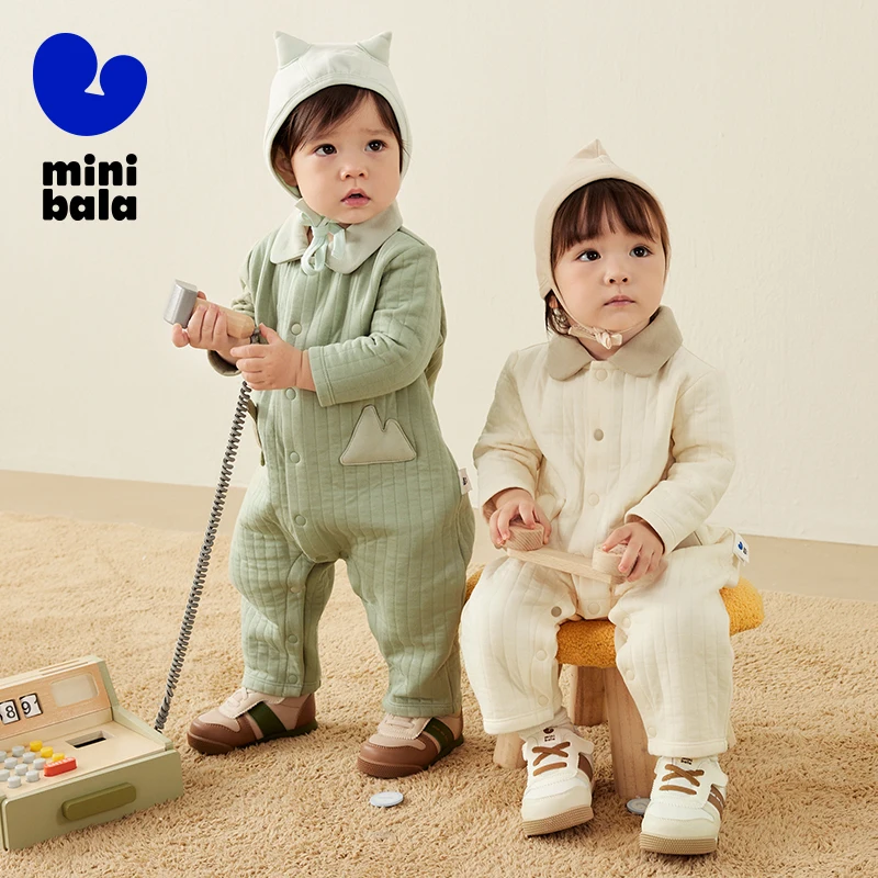 Mini Bala Outdoor Onesie Baby صديق للبشرة أوائل الربيع الدافئة طية صدر السترة أزياء لطيف الرضع الزي